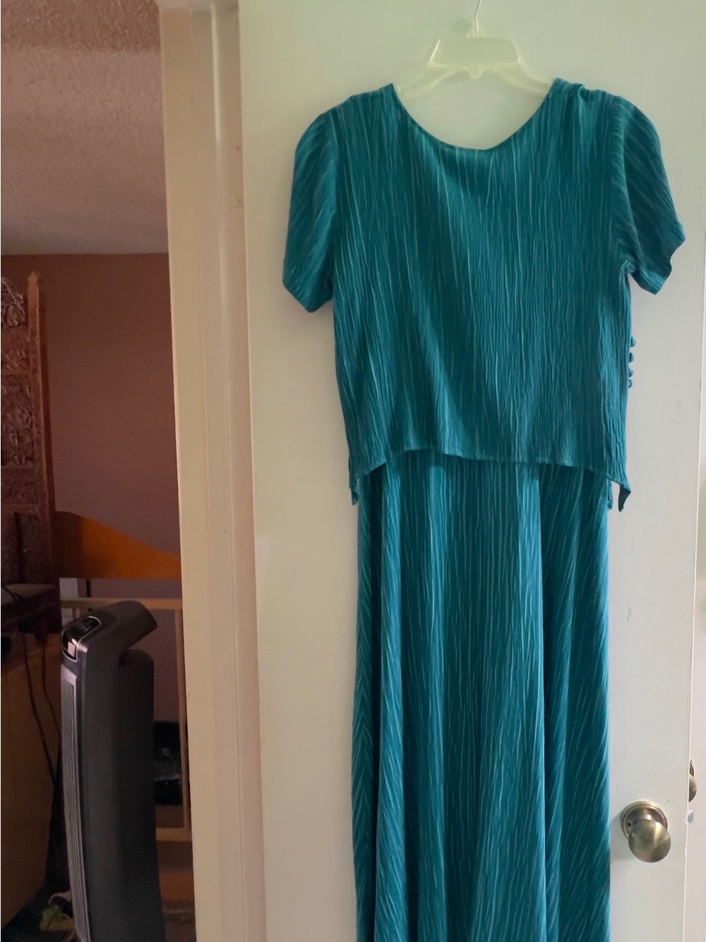 Rabbit Rabbit Rabbit Designs Teal Pleated Short-Sleeve Maxi Dress